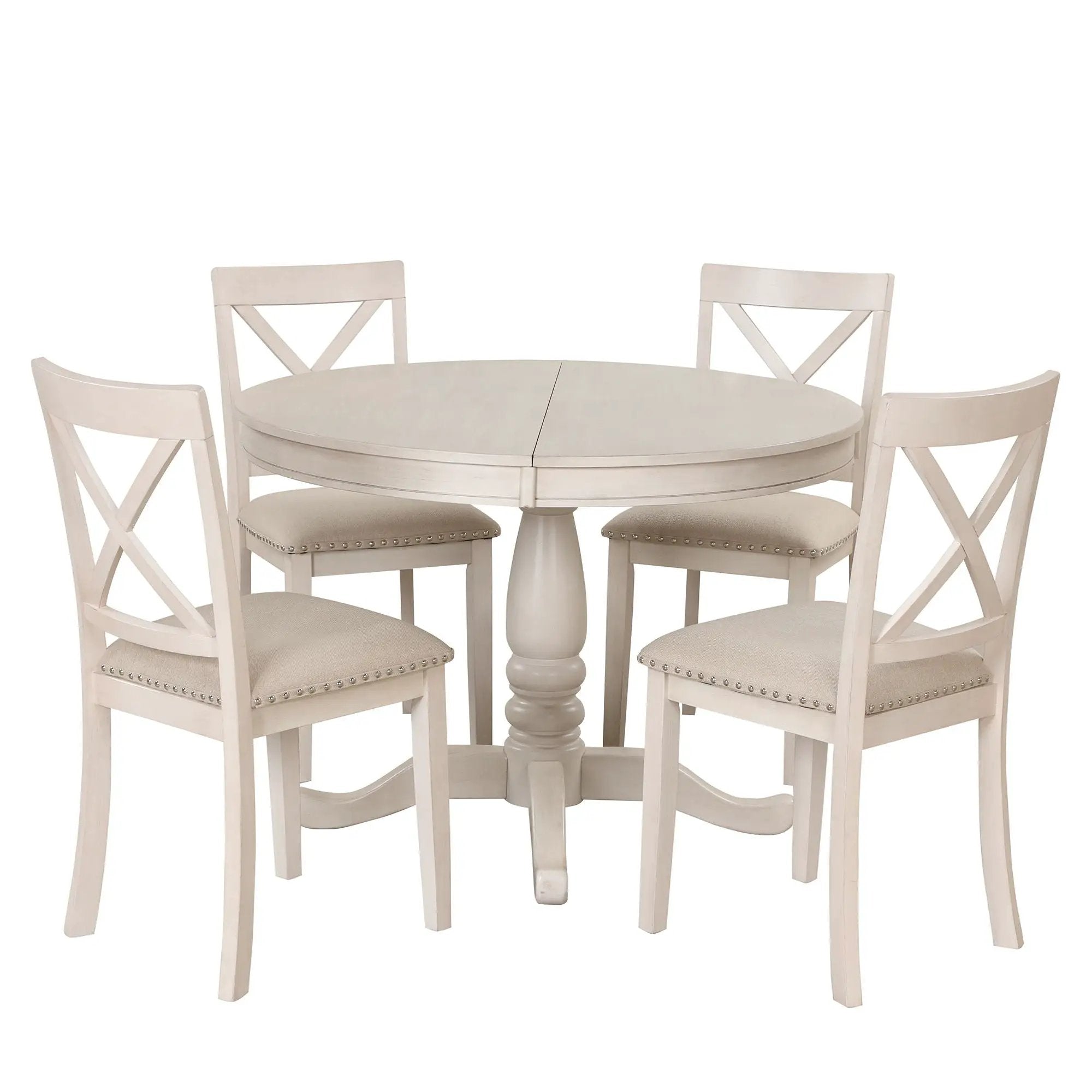 Modern Dining Table Set For 4, Round Table And 4 Kitchen Room Chairs, 5 Piece Kitchen Table Set For Dining Room, Dinette, Breakfast Nook by HouseOfZazla