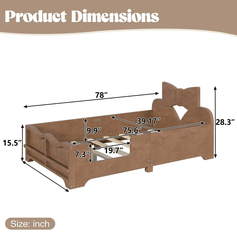 Twin Size Kids Platform Bed with Full Surround Guardrails by HouseOfZazla