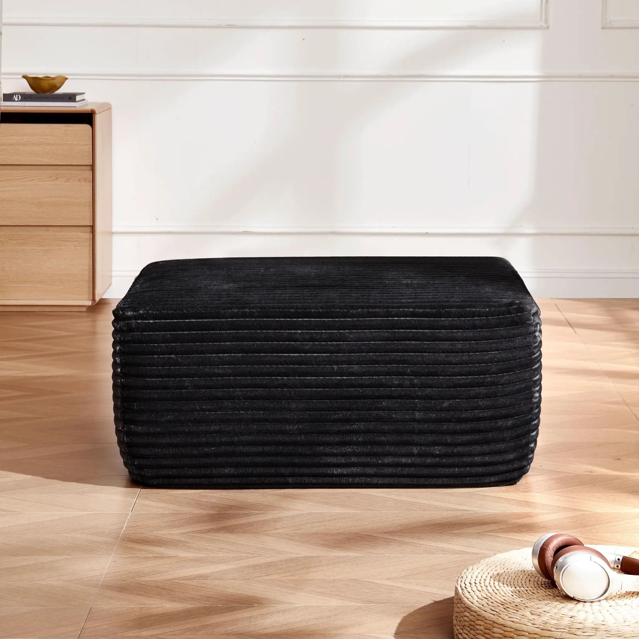 Black Plush Ottoman by HouseOfZazla