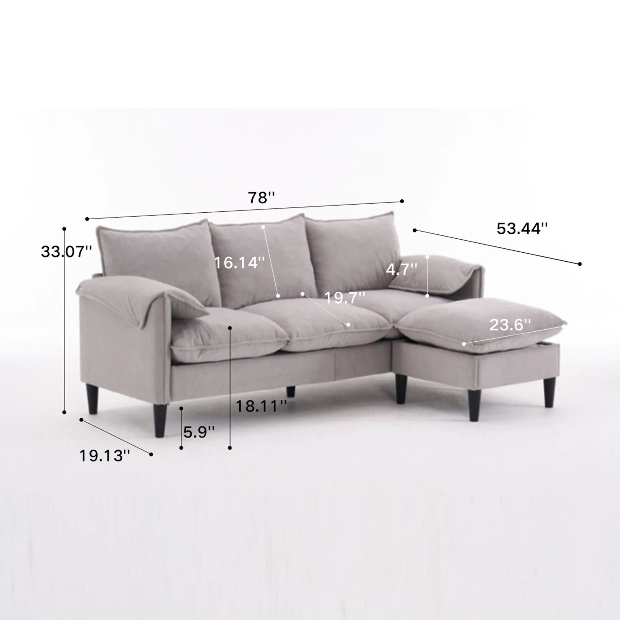 Convertible Combination Sofa With Footstools With Storage by HouseOfZazla