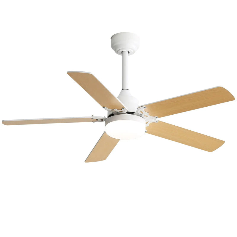 Modern Ceiling Fan With 3 Color Dimmable Light 5 Blades Remote Control Reversible Dc Motor - White by HouseOfZazla