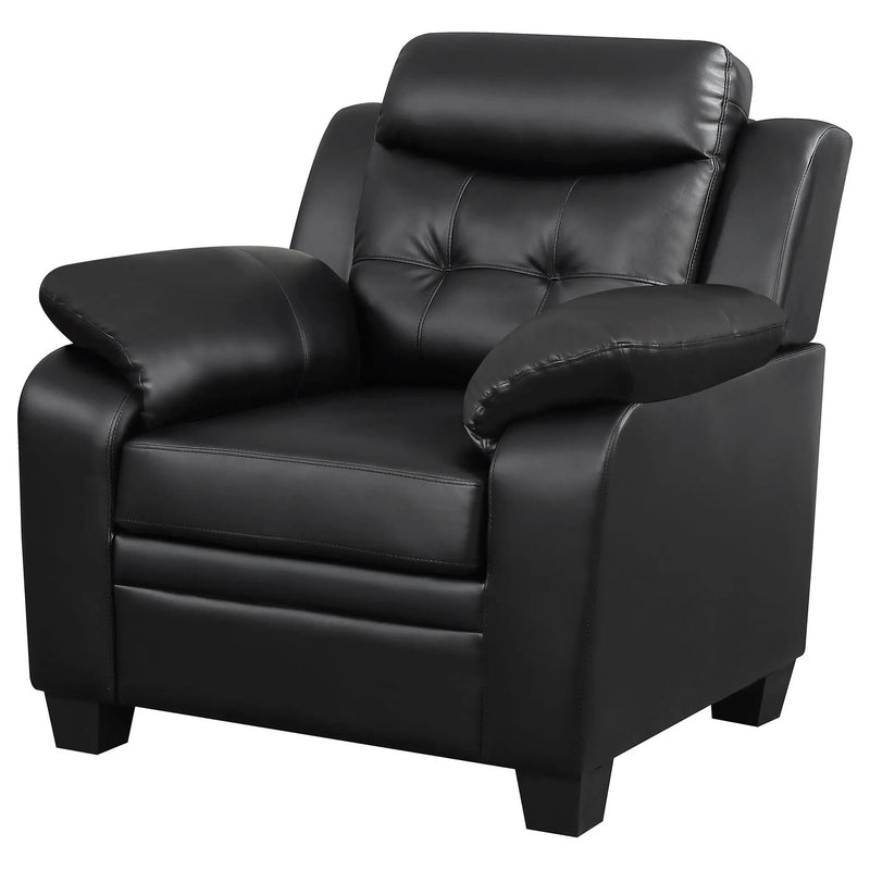 Finley Upholstered Padded Arm Tufted Accent Chair Black by Unique Piece Furniture