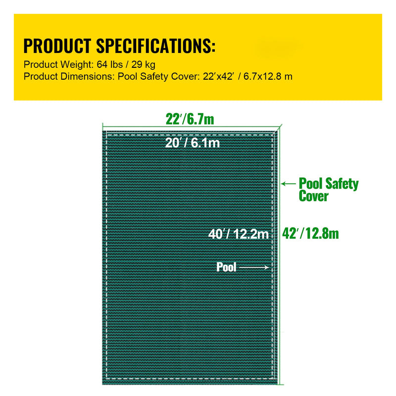 Pool Safety Cover Fits 20x40ft Rectangle Inground Safety Pool Cover by HouseOfZazla