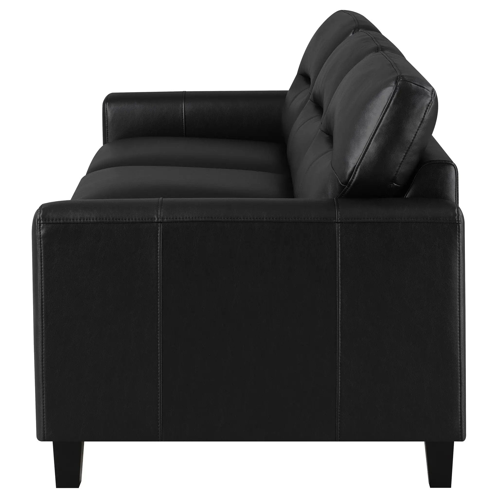 Scotland Faux Leather Upholstered Track Arm Sofa Black by Unique Piece Furniture