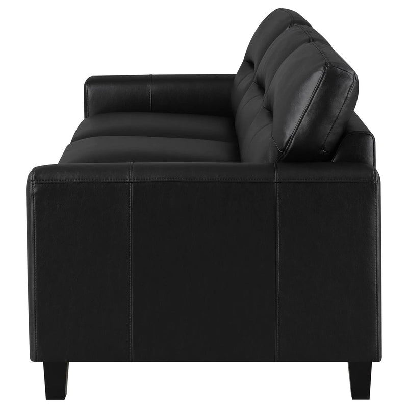 Scotland Faux Leather Upholstered Track Arm Sofa Black by Unique Piece Furniture