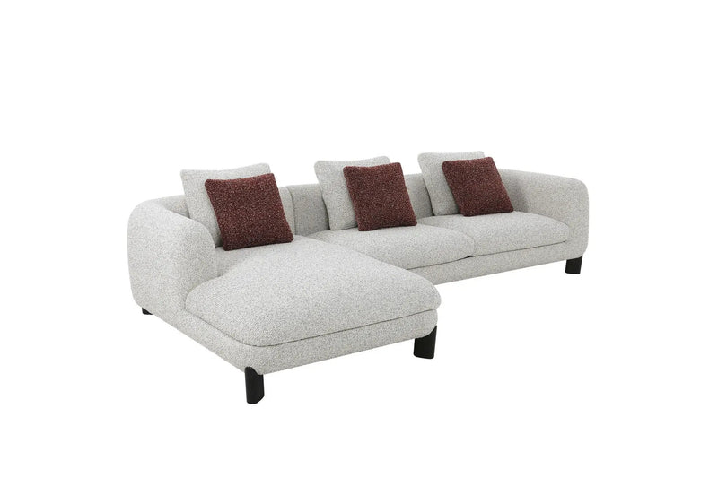 Mardi - Tweed Sectional Sofa With 3 Pillows - Maroon / Beige by Unique Piece Furniture