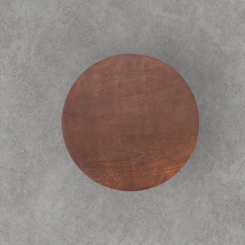 Round Pedestal Accent Table with Dimple Detail - Dark Brown, photo 5 of 5