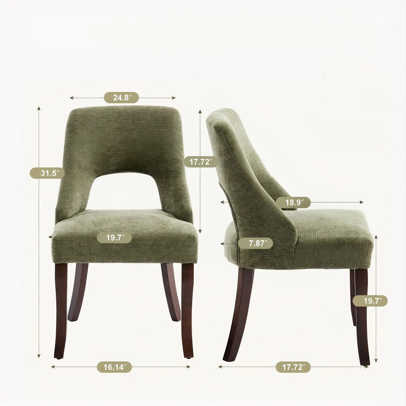 Upholstered Dining Chair With Curved Legs (Set of 2) - Green by Unique Piece Furniture
