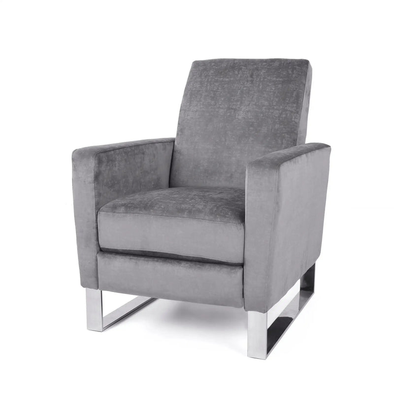Bolt - Upholstered Recliner Chair With Stainless Steel Base - Gray / Chrome by Unique Piece Furniture