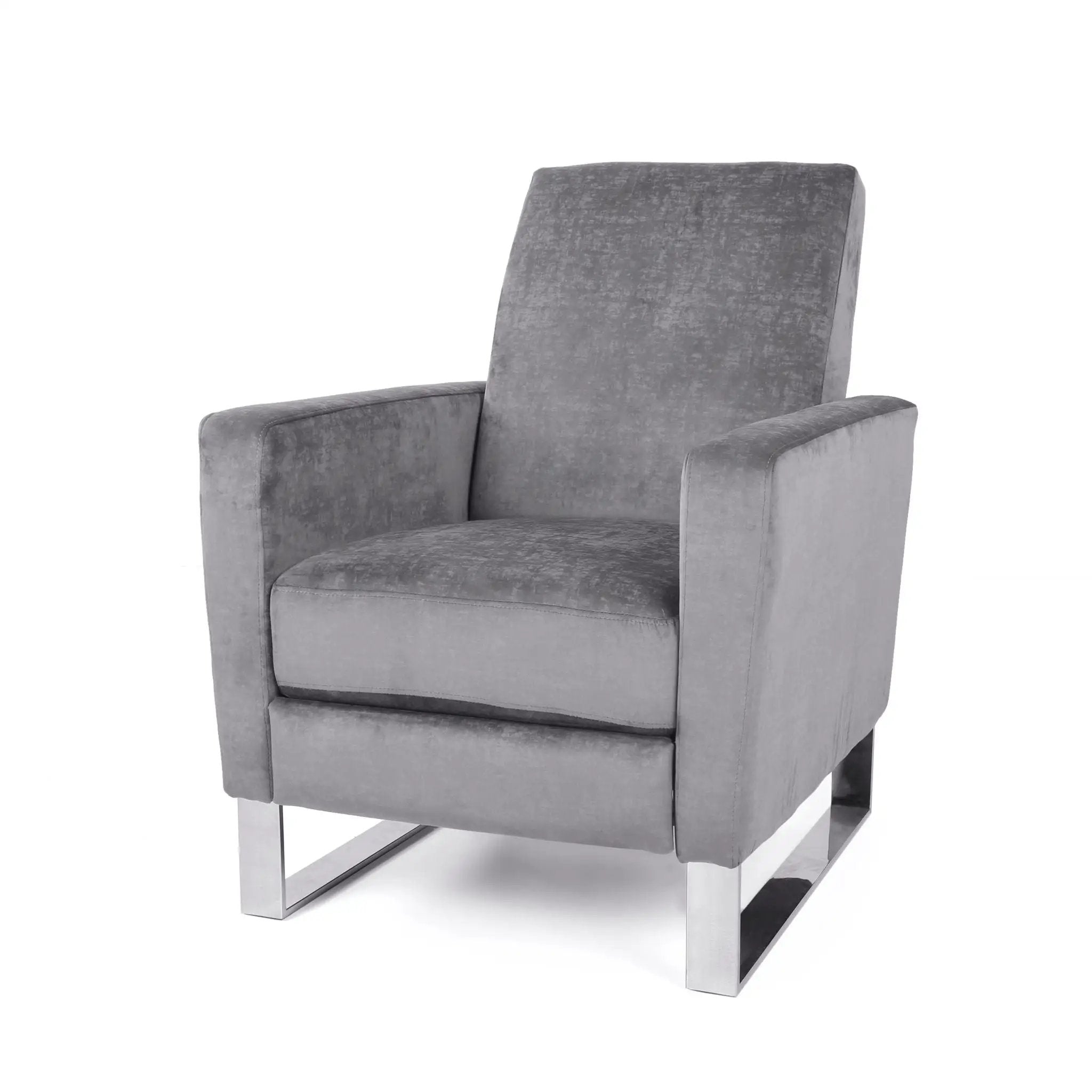 Bolt Upholstered Recliner Chair With Stainless Steel Base - Gray / Chrome by HouseOfZazla