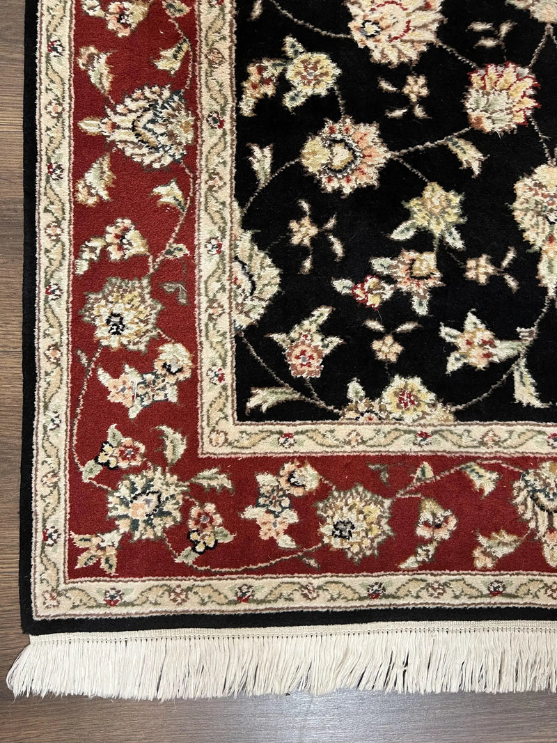 Pak Persian Rug 3x5, Black and Red, Floral Allover, Vintage Hand Knotted Wool Oriental Carpet, Pakistani Rug, Small Handmade Area Rug 3 x 5 by Jewel Rugs