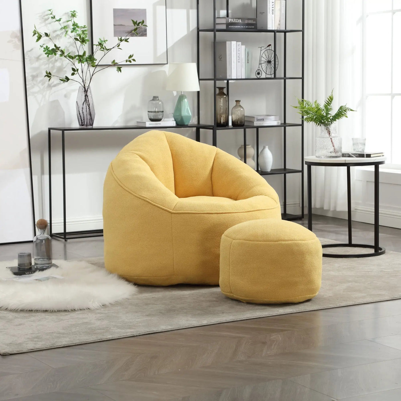 Bedding Bean Bag Sofa Chair High Pressure Foam With Footrest by HouseOfZazla