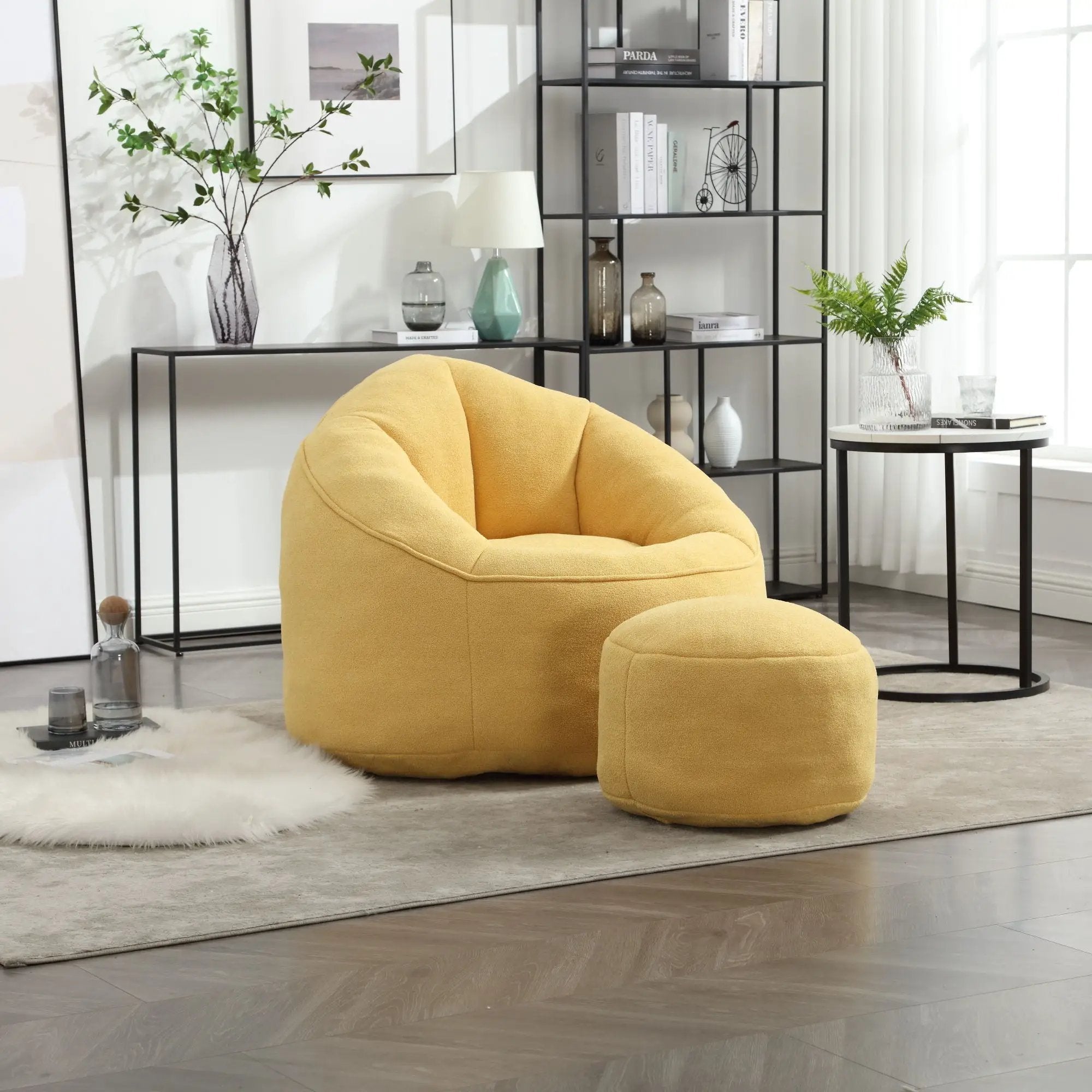Bedding Bean Bag Sofa Chair High Pressure Foam With Footrest by HouseOfZazla