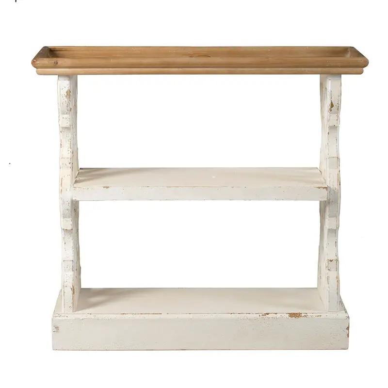Distressed Wood Shelf Tray, French Country Console Table - Brown / Antique White by HouseOfZazla