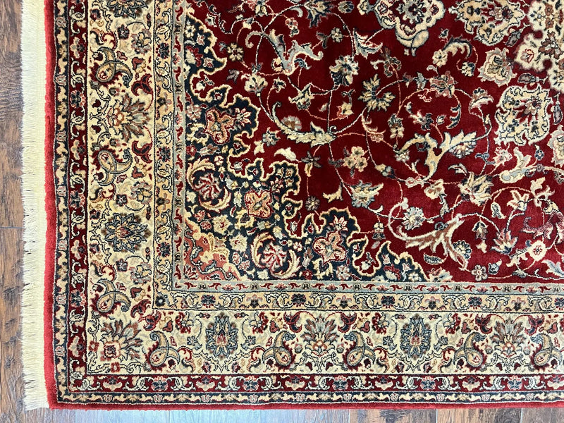 Couristan Rug 5.6 x 8, Floral Medallion, Dark Red Cream, Belgium Power Loomed Rug, Taj Mahal Rug, Vintage Oriental Wool Carpet by Jewel Rugs