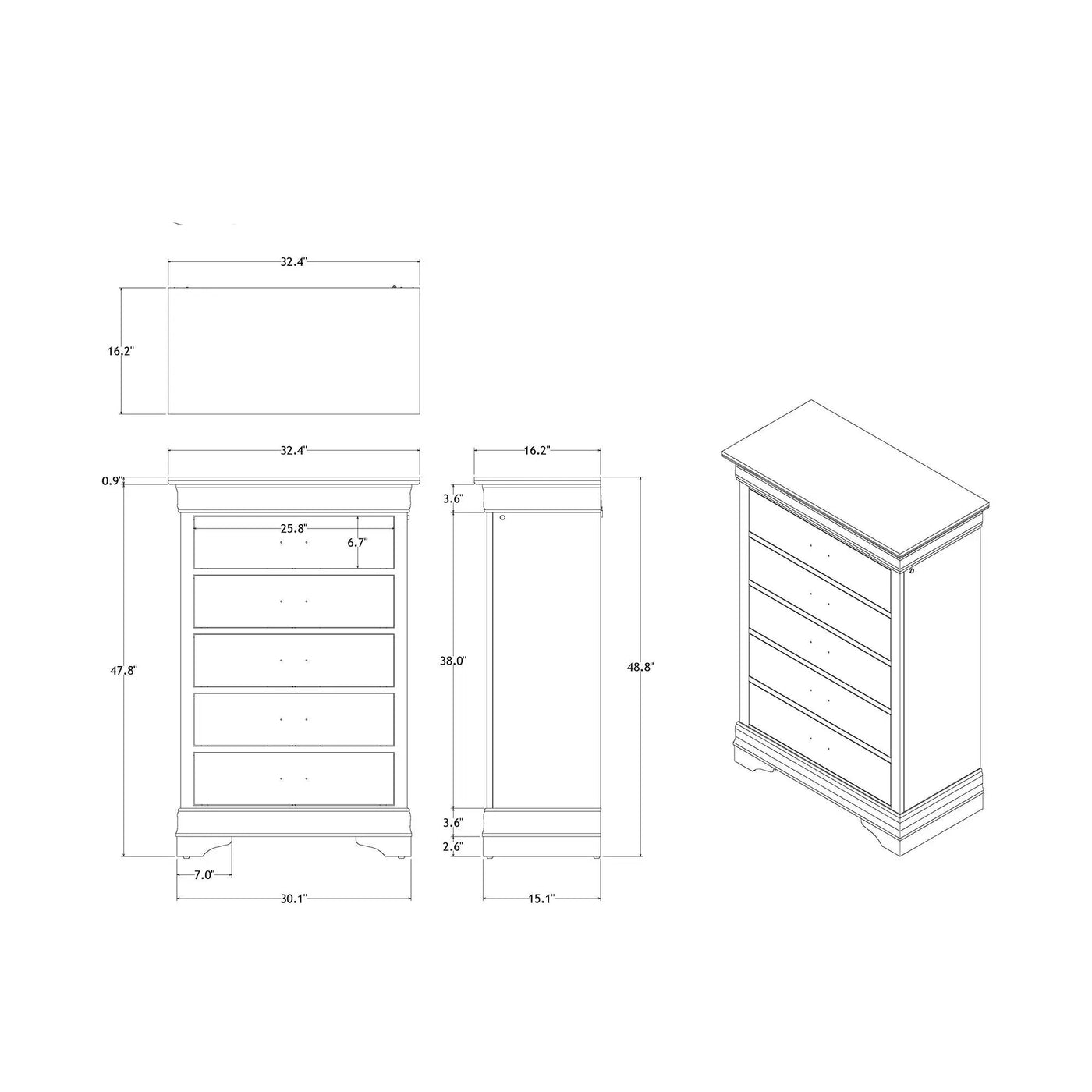 Charlston - 5 Piece Bedroom Set With LED Headboard by HouseOfZazla