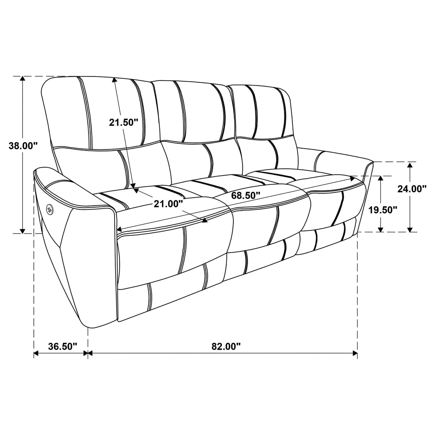 Ashland - Power Reclining Sofa With USB Charging by HouseOfZazla