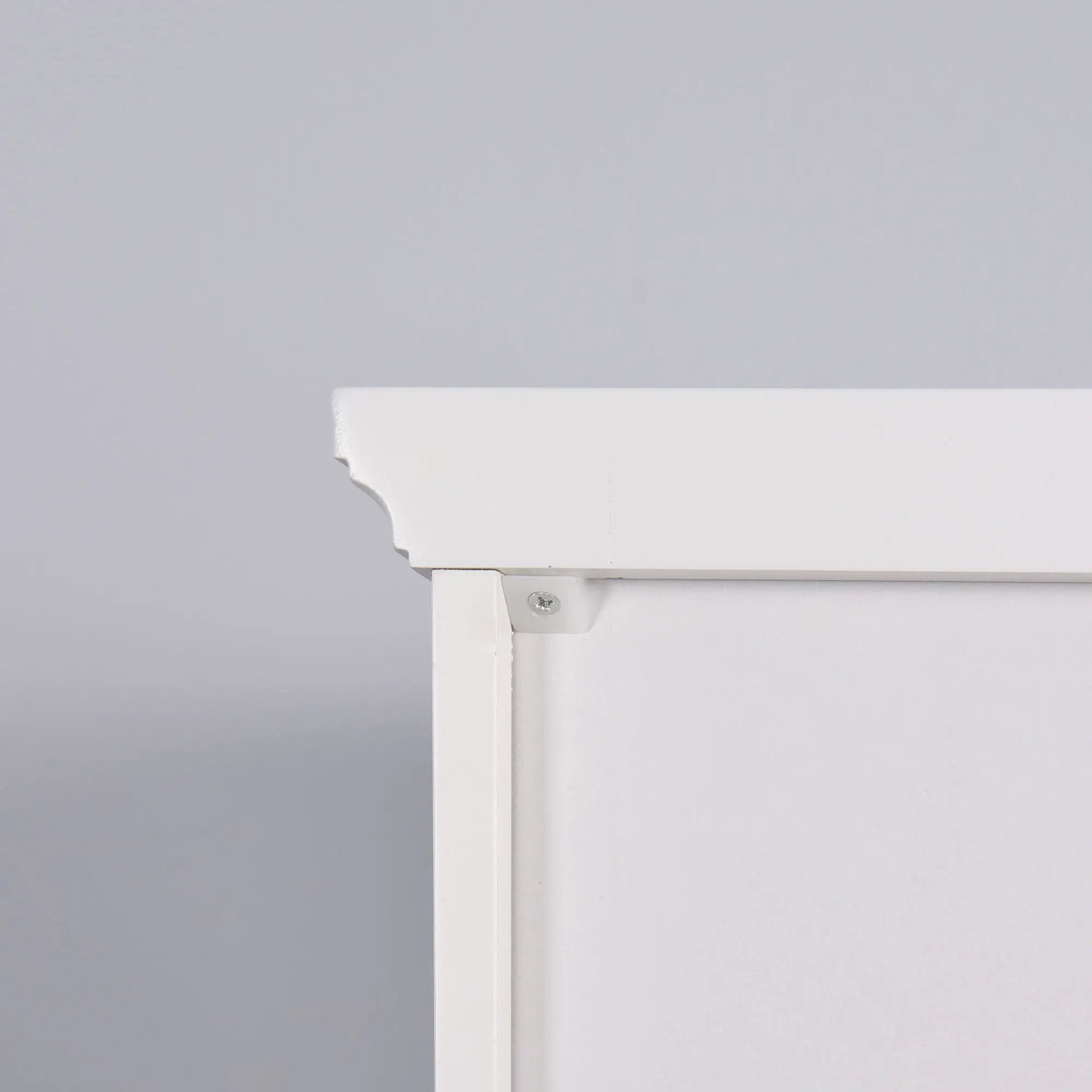 Wooden Bathroom Floor Storage Cabinet With 2 Doors And 6 Shelves - White by HouseOfZazla
