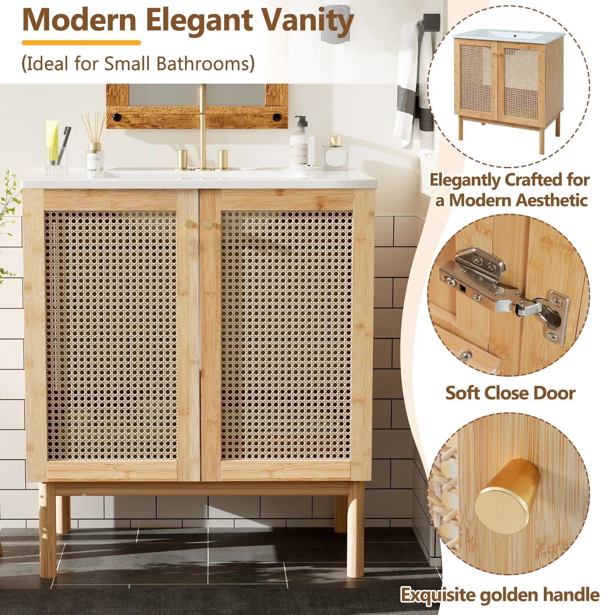 Bathroom Vanity Cabinet With Doors, Soft Close Design by Unique Piece Furniture