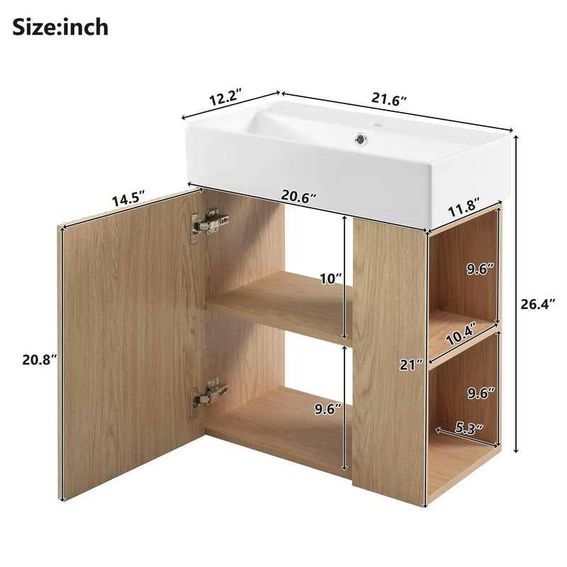 Modern Floating Bathroom Vanity With Ceramic Basin Perfect For Small Bathrooms by HouseOfZazla