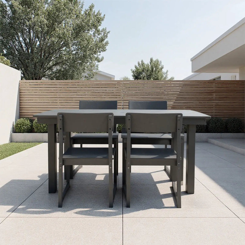 5 Piece Outdoor Dining Set, Table With Umbrella Hole And 4 Armrest Chairs by HouseOfZazla