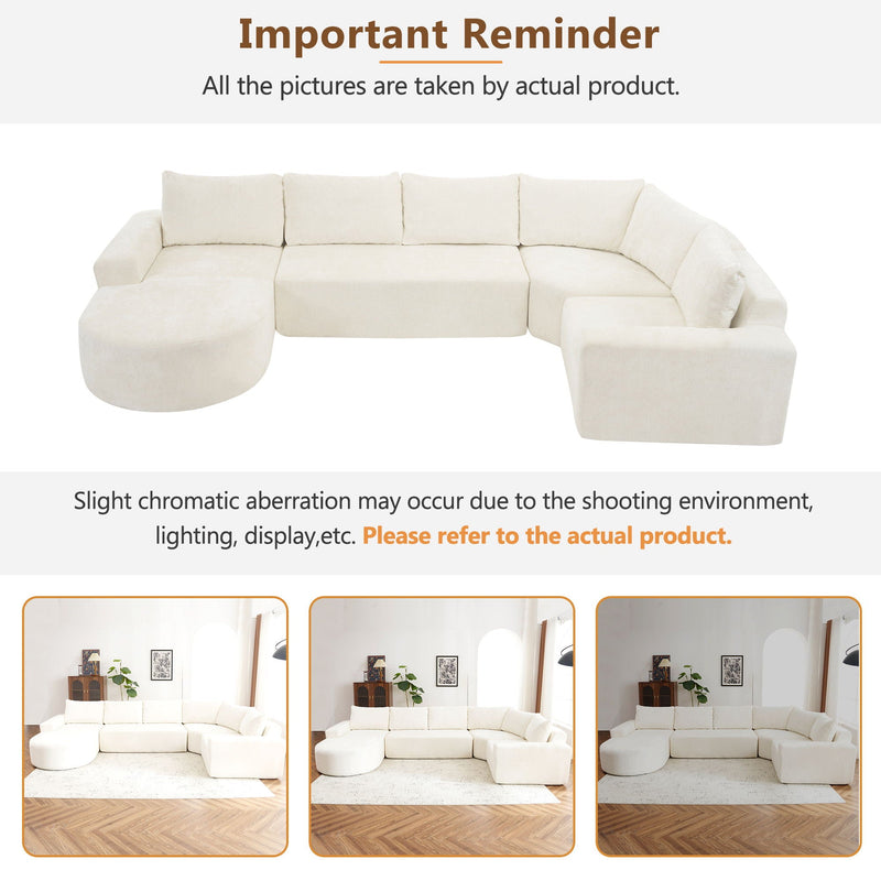 U-Shaped Oversized Modular Cloud Sectional Sofa With Deep Seat For Living Room by HouseOfZazla