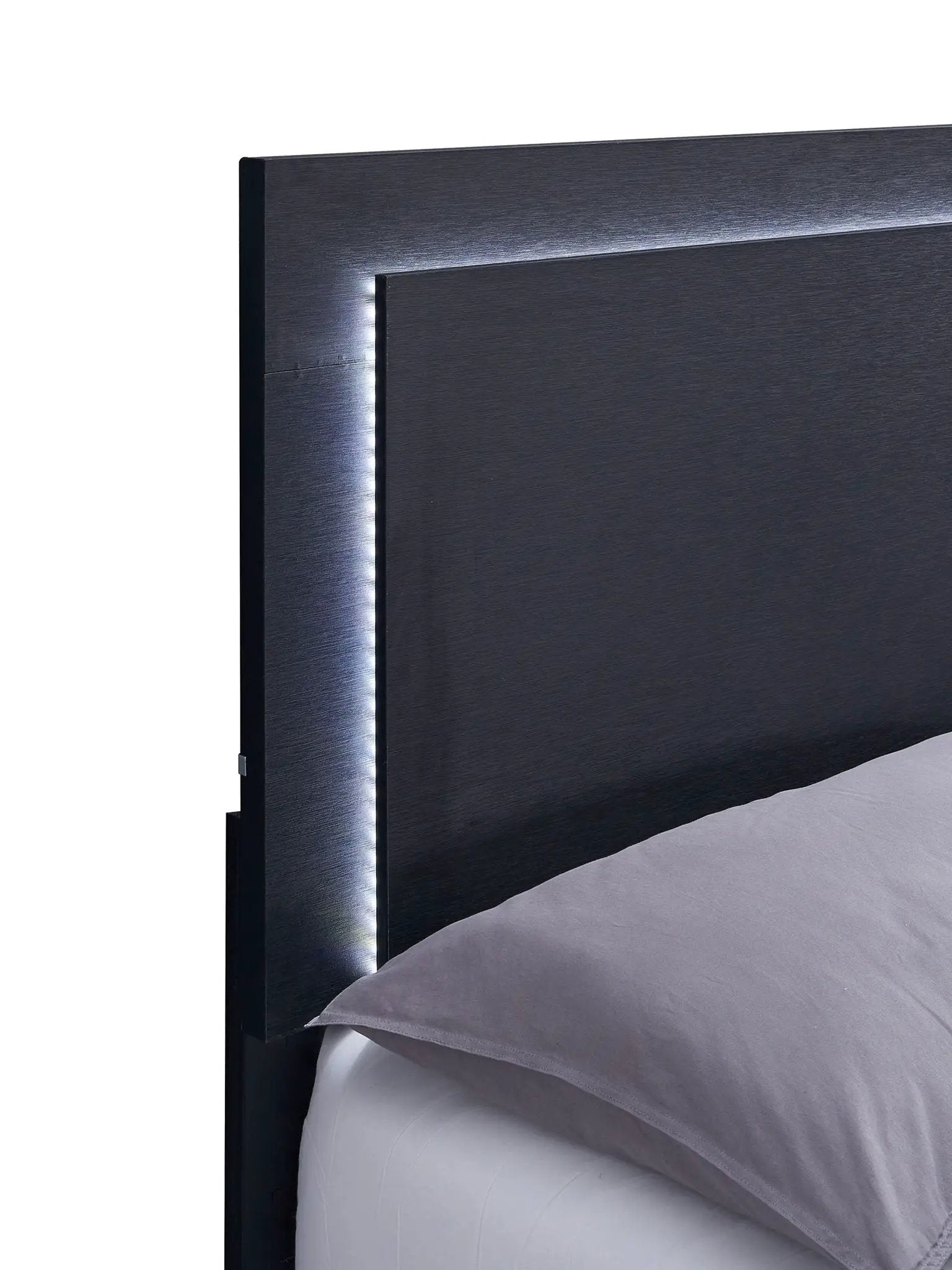 Marceline Wood Eastern King LED Panel Bed Black by Unique Piece Furniture