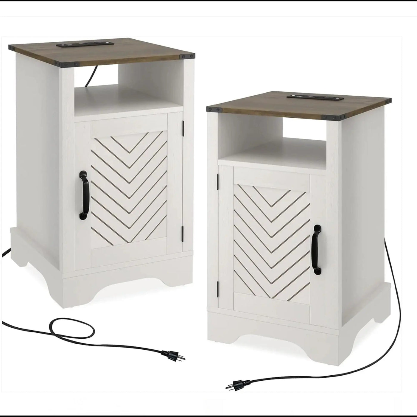 Farmhouse Nightstand With Charging Station & Storage by HouseOfZazla