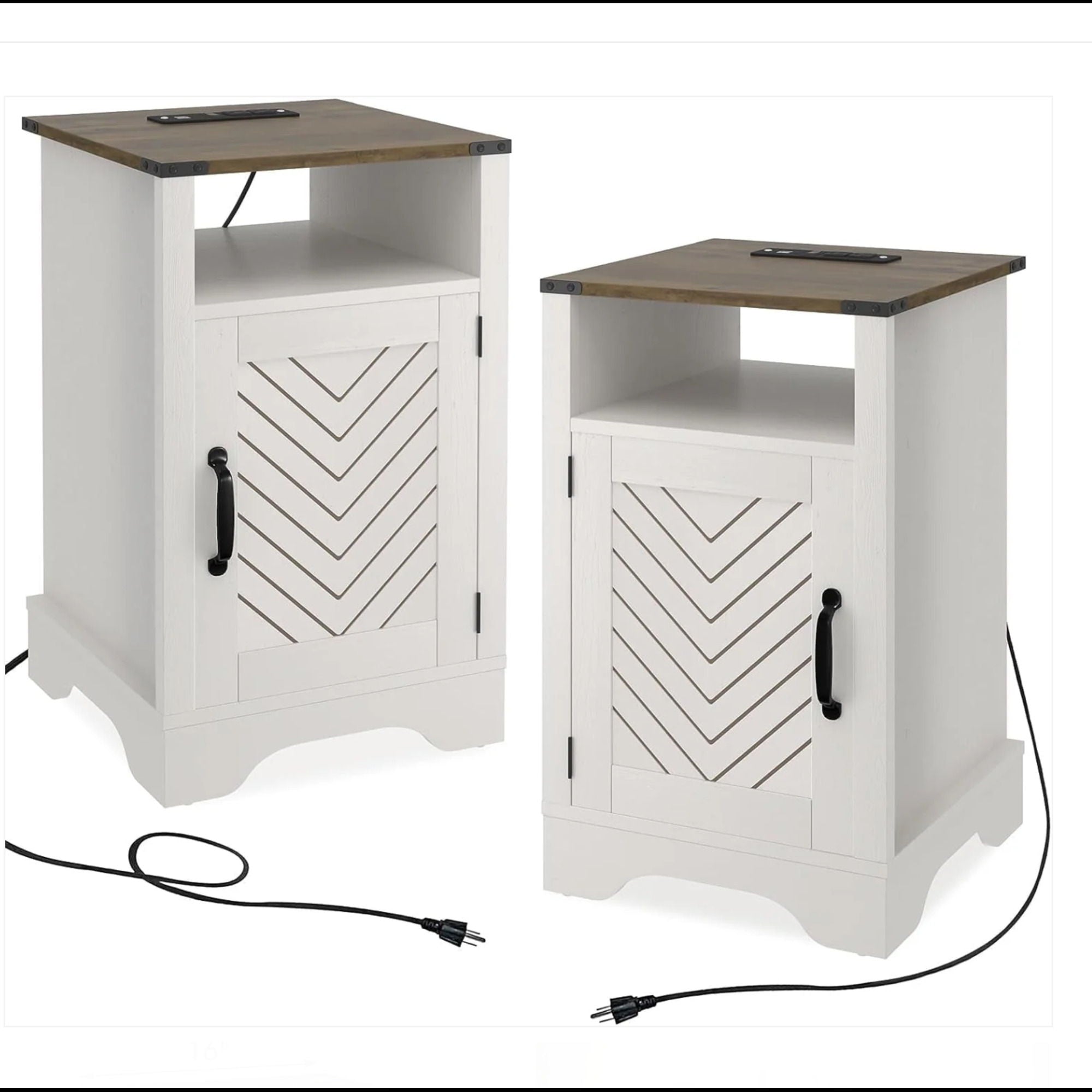 Farmhouse Nightstand With Charging Station & Storage by HouseOfZazla