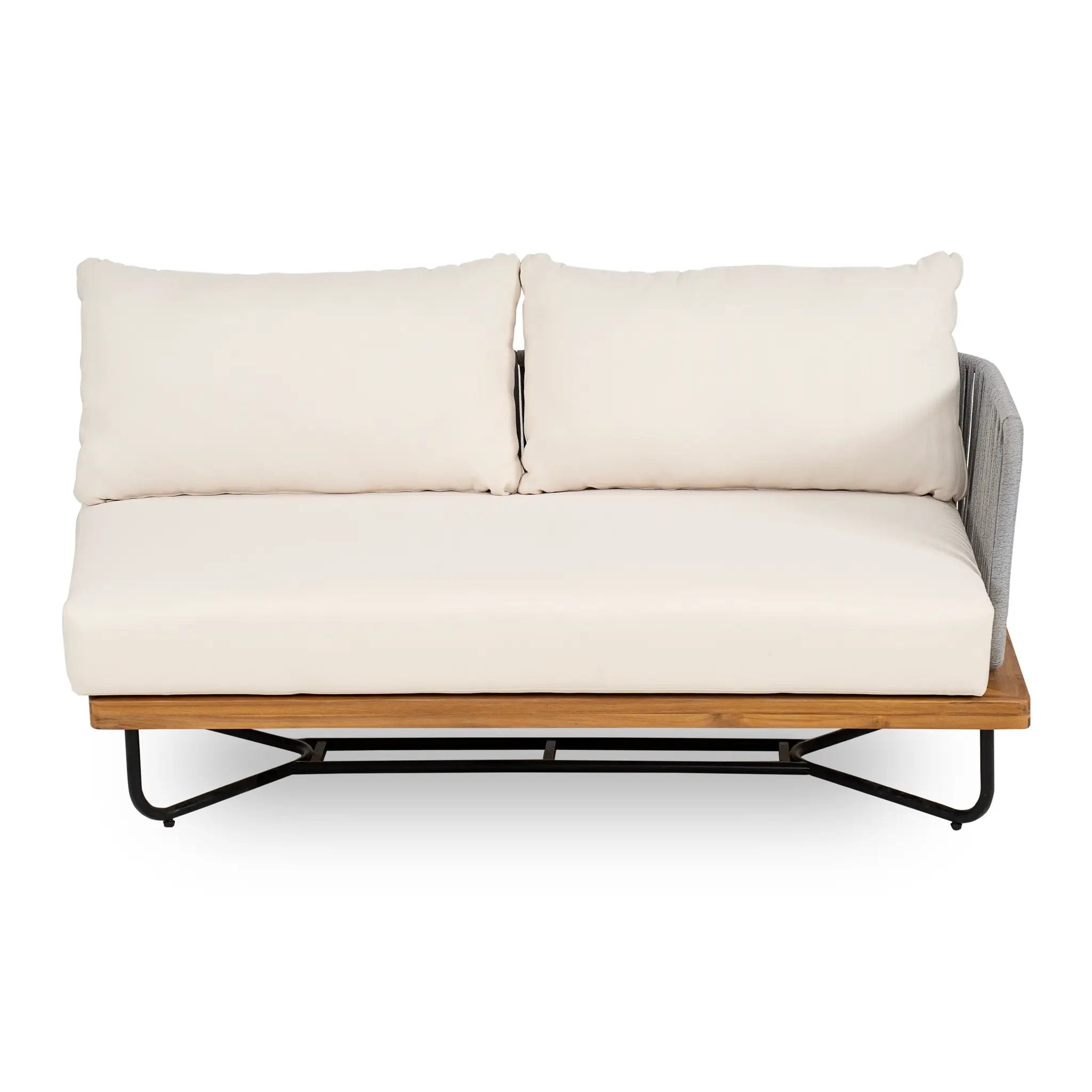 Lucca Outdoor 6 Seaters Acacia Wood and Rope Woven Patio Conversation Set by HouseOfZazla