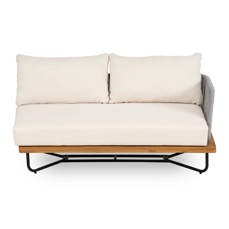 Lucca Outdoor 6 Seaters Acacia Wood and Rope Woven Patio Conversation Set by HouseOfZazla