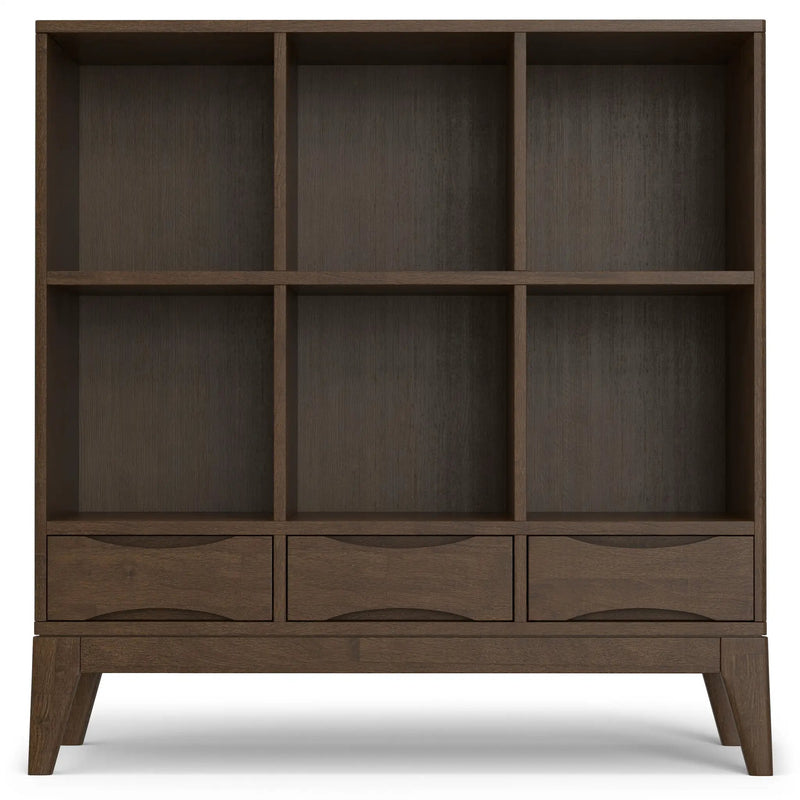 Harper - Low 6 Cube Storage With Drawers - Walnut Brown by Unique Piece Furniture