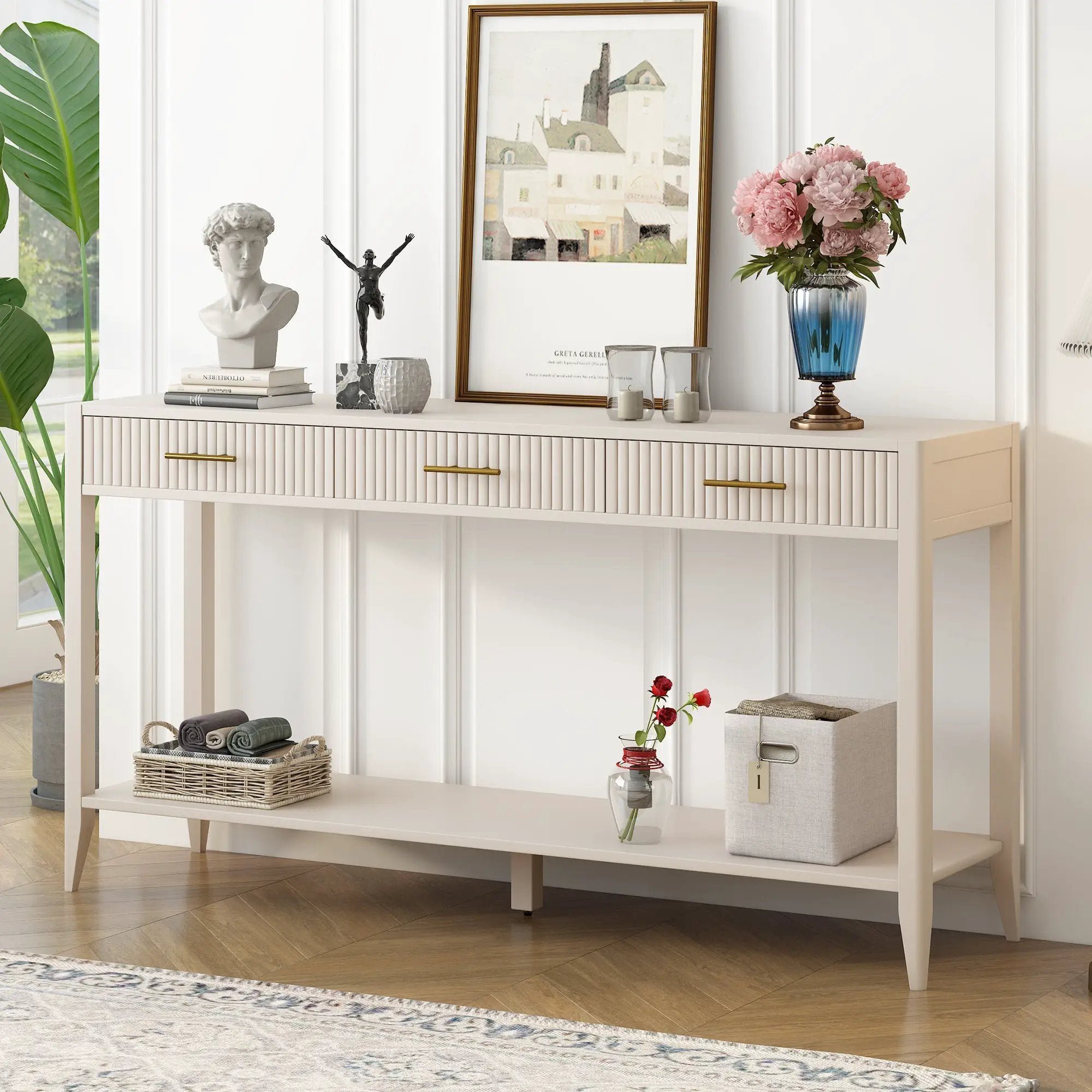 U Style 60" Painted Console Table with 3 Drawers by HouseOfZazla
