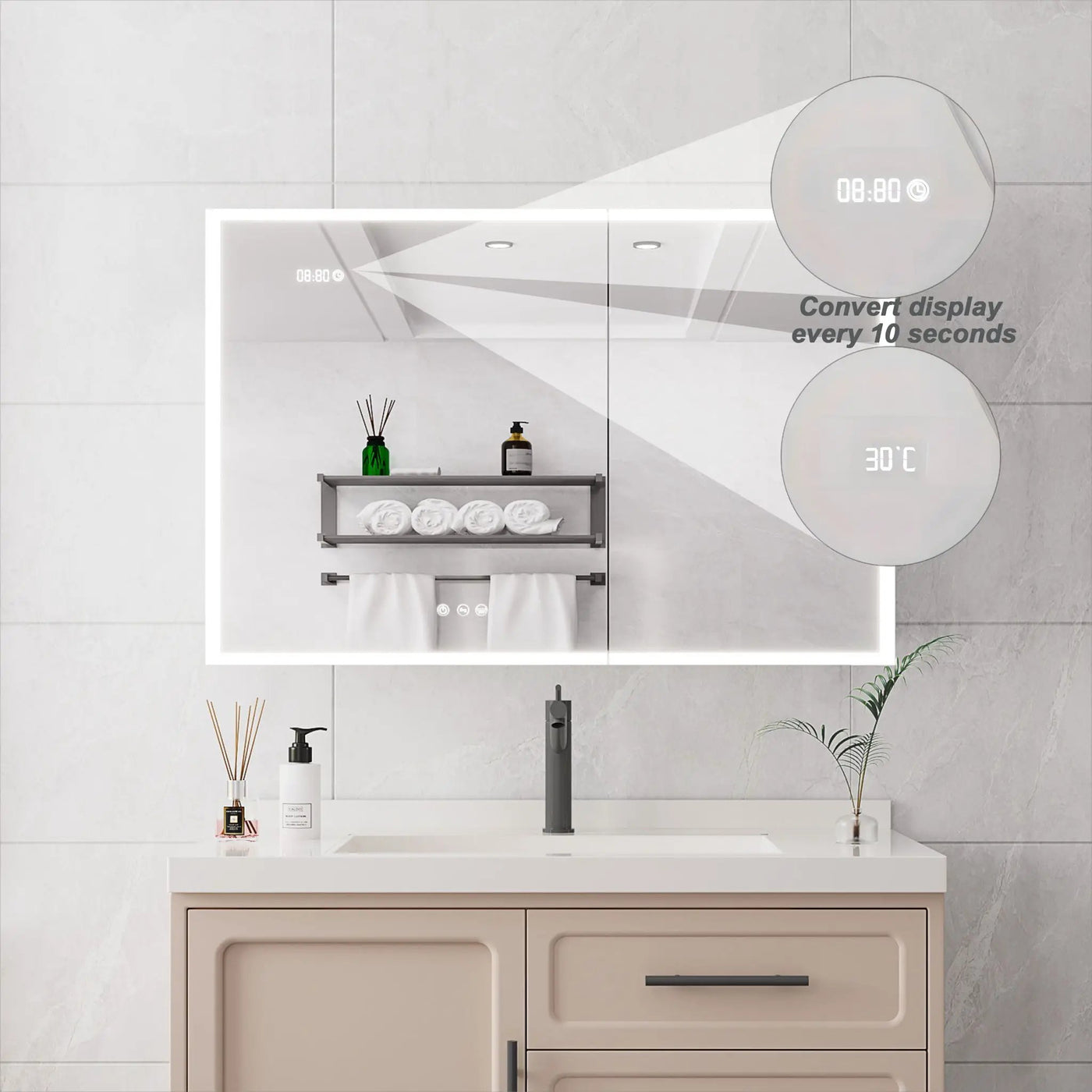 Bathroom Medicine Cabinet With Lights, LED Medicine Cabinet With Mirror, Lighted Medicine Cabinet With Defogger by Unique Piece Furniture