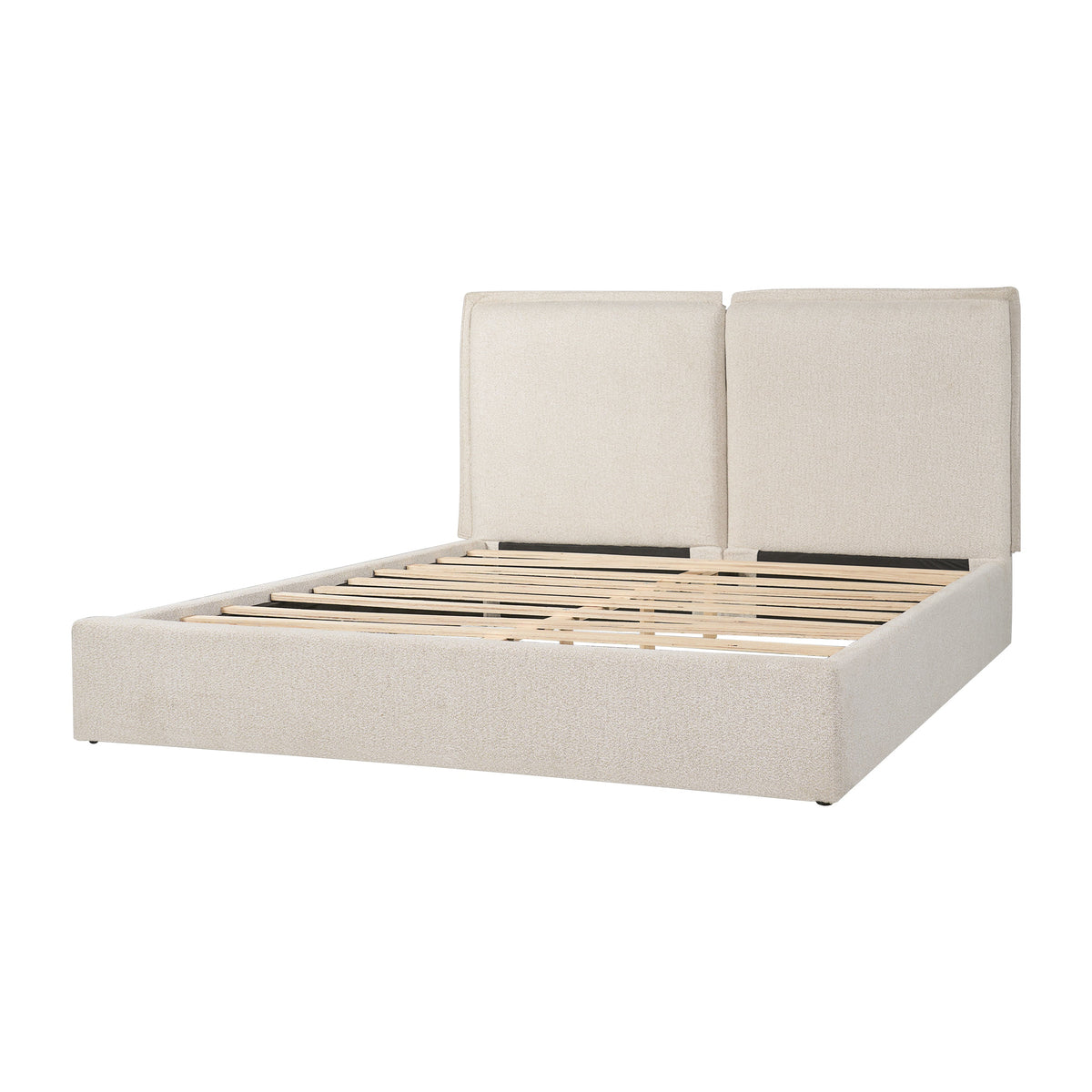 Double-Pillow Upholstered Bed with Skin-Friendly Fabric - Beige or Beige+Cream, photo 6 of 10