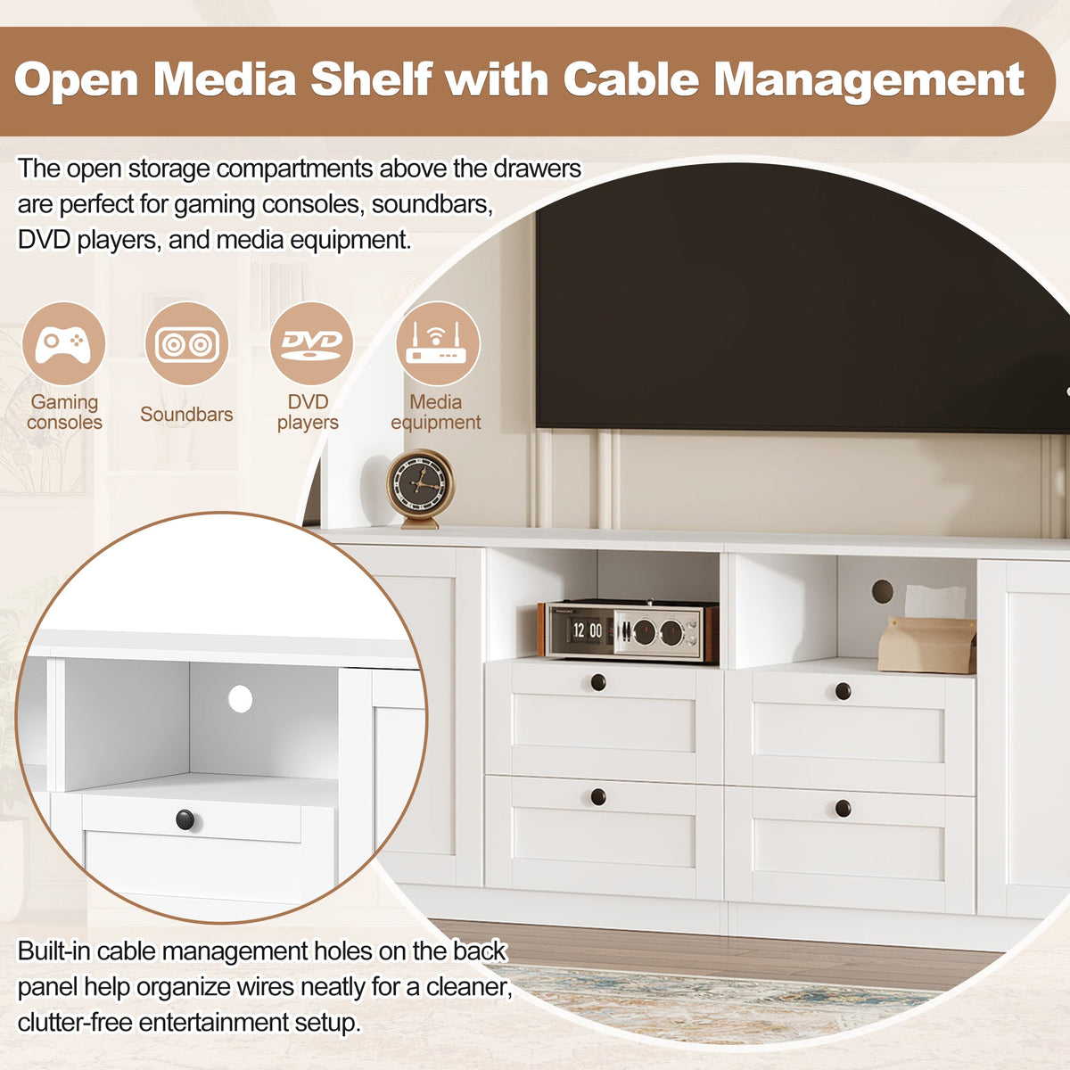 Farmhouse Elegant Entertainment Center Wall Unit, photo 6 of 10