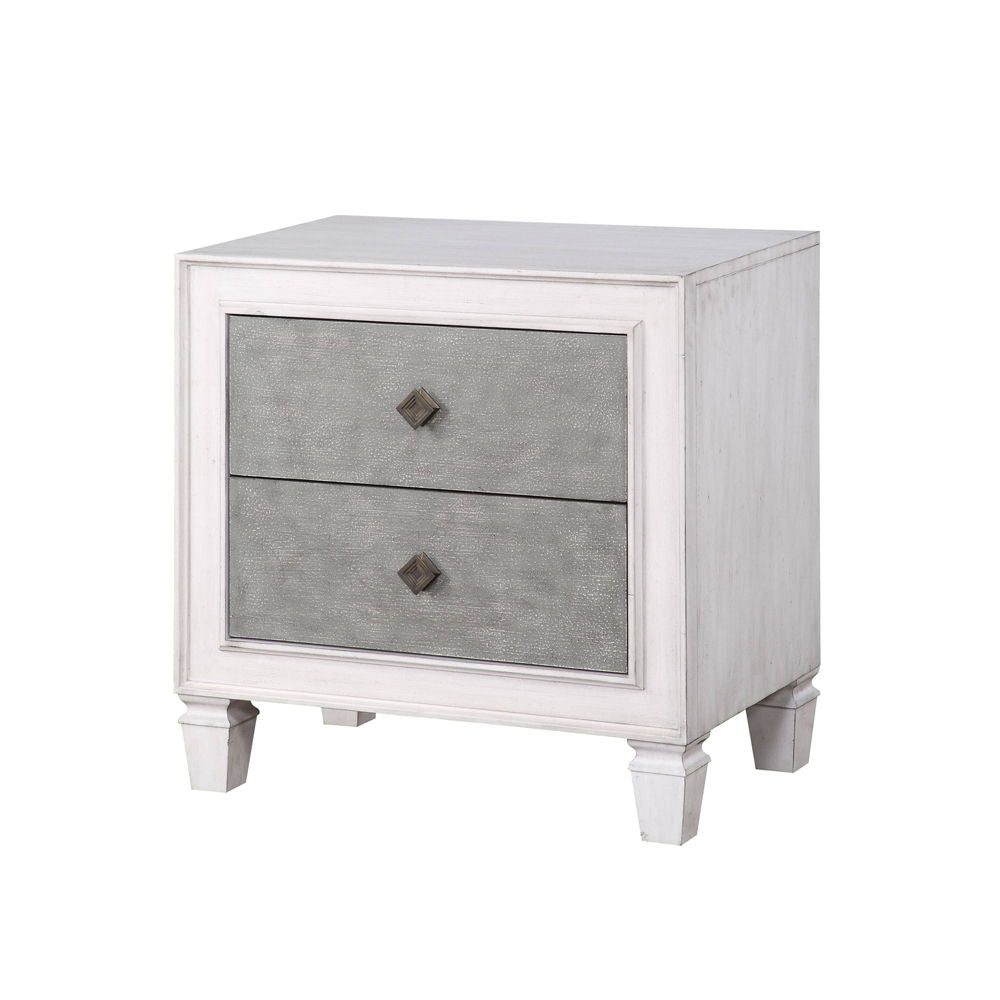 Katia Weathered Night Stand with Felt-Lined Drawer - Gray and White
