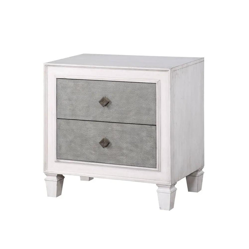 Katia - Weathered Night Stand - Gray / White by Unique Piece Furniture