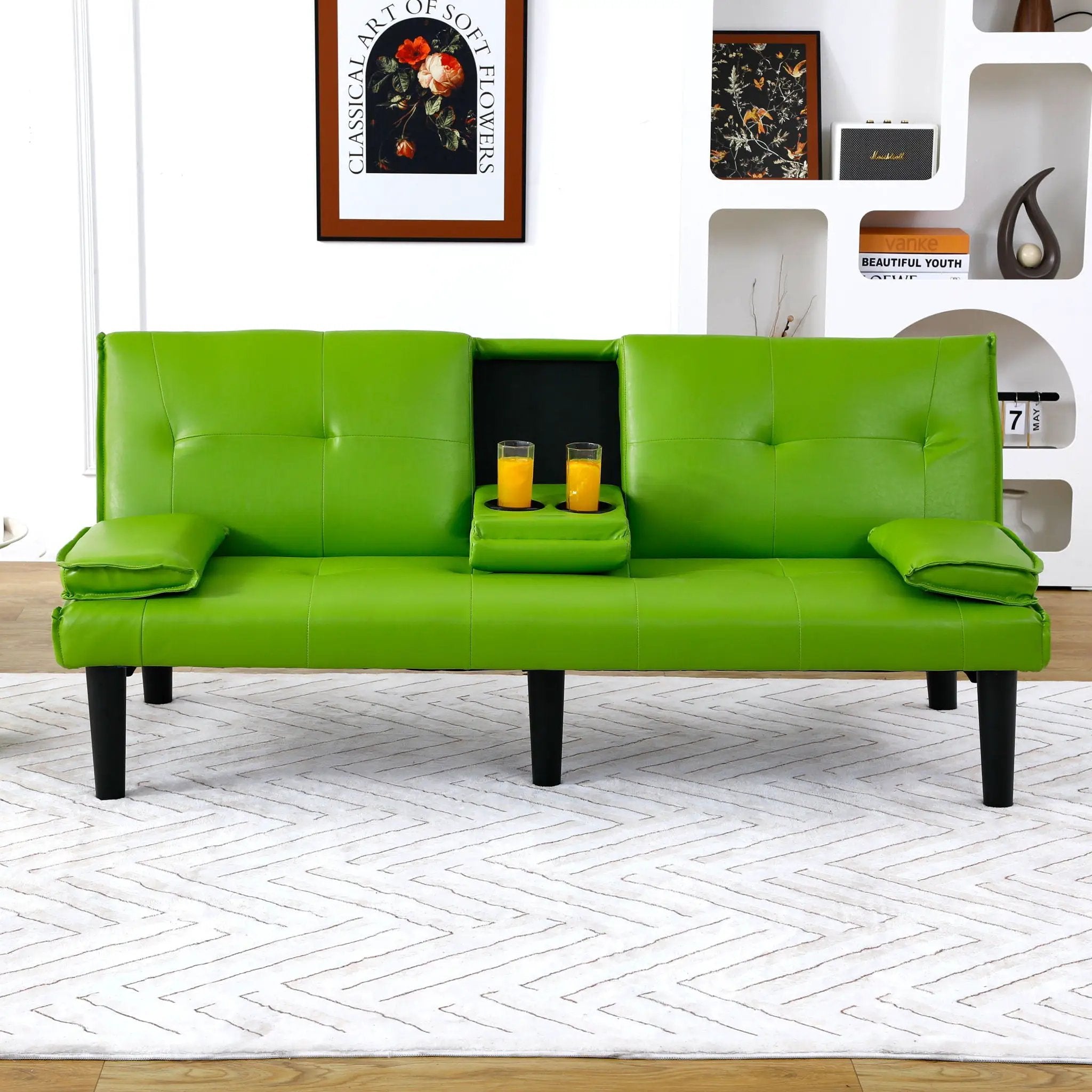 Sofa Bed With Foldable Design And Cup Holder by HouseOfZazla