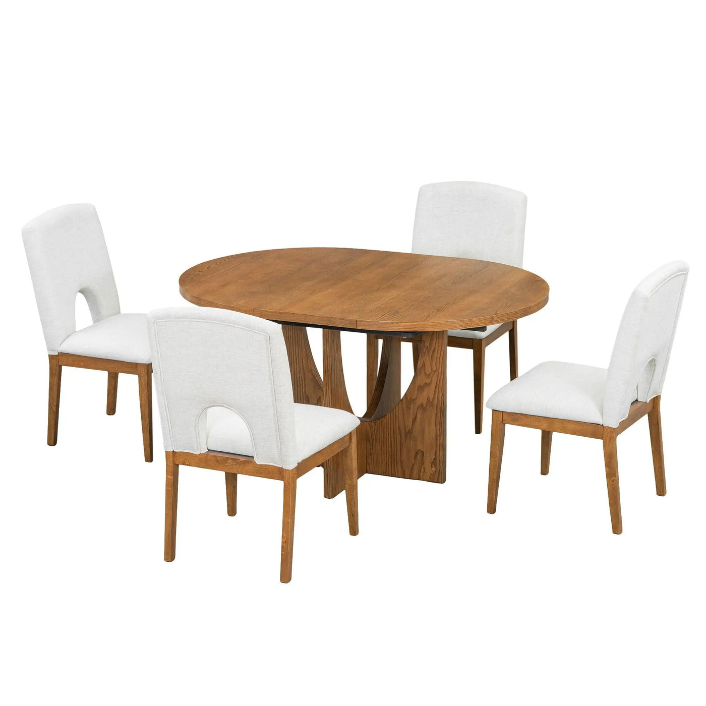 Topmax - 5 Piece Modern Extendable Round Dining Table Set With Removable Leaf For Small Places by Unique Piece Furniture