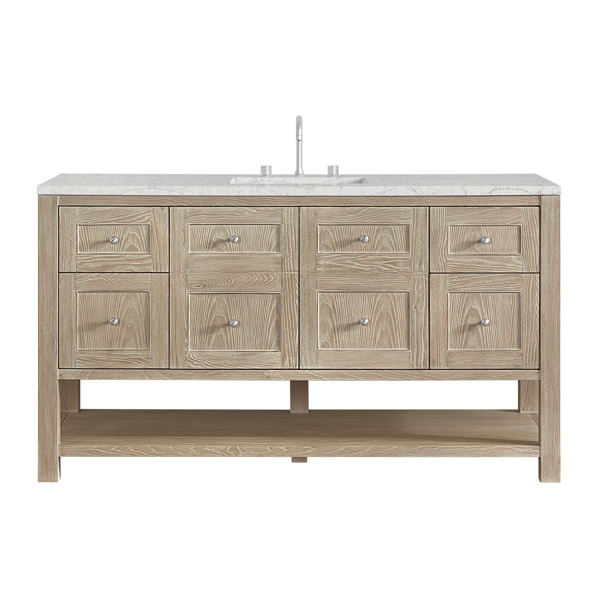 James Martin Breckenridge 60" Single Bathroom Vanity, Whitewashed Oak with Eternal Jasmine Pearl (Silestone, FreePower) countertop