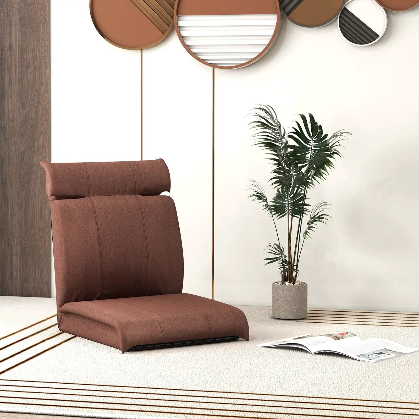 Folding Floor Chair with 14-Position Adjustable Backrest by DirectDeals