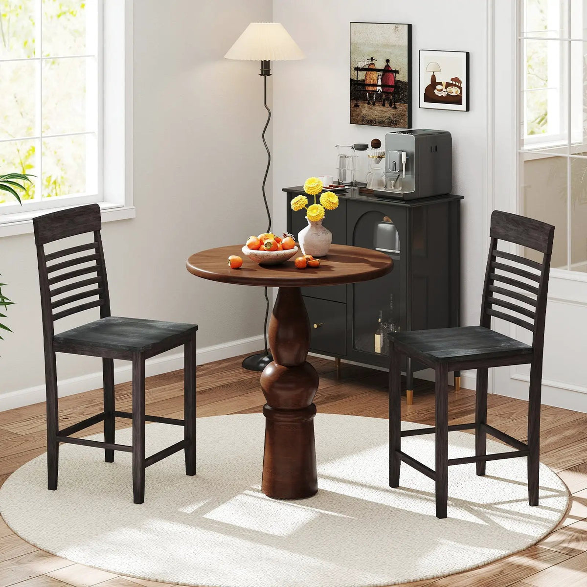 Dining Chair Set of 2 with Footrests and Solid Wood Frame by DirectDeals