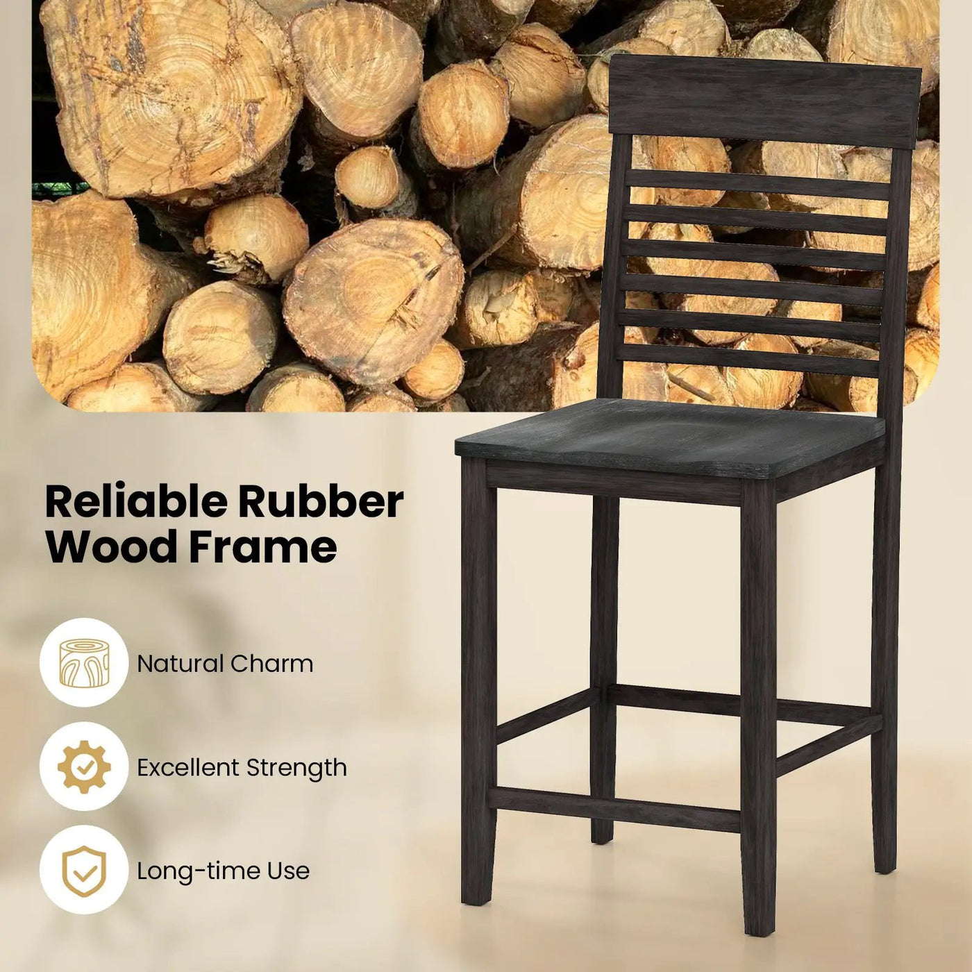 Dining Chair Set of 2 with Footrests and Solid Wood Frame by DirectDeals