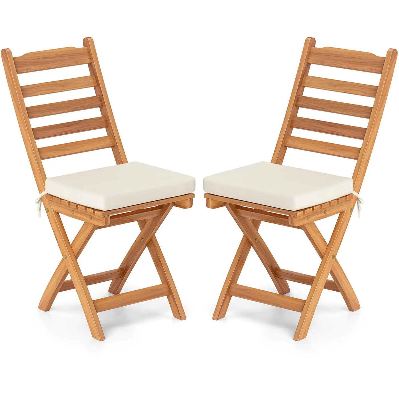 Patio Folding Chairs Set of 2 with Soft Seat Cushion by DirectDeals