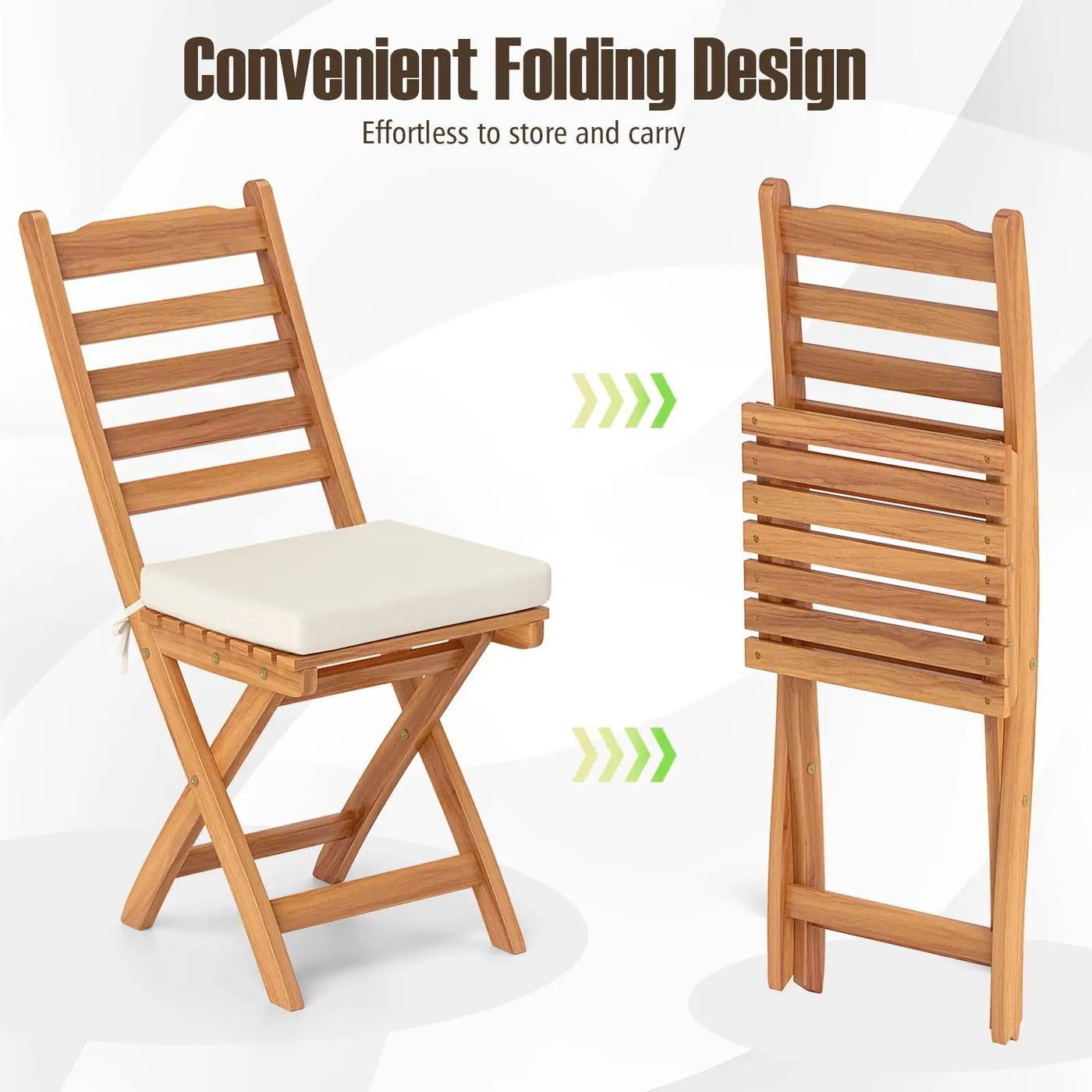 Patio Folding Chairs Set of 2 with Soft Seat Cushion by DirectDeals