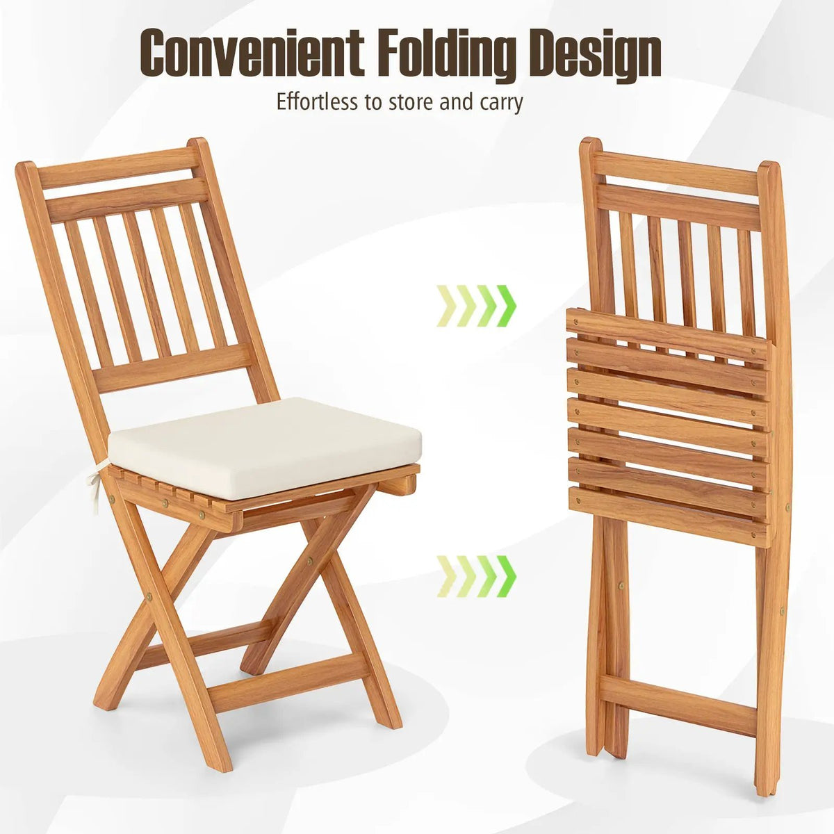 Patio Folding Chairs Set of 2 with Soft Seat Cushion by DirectDeals
