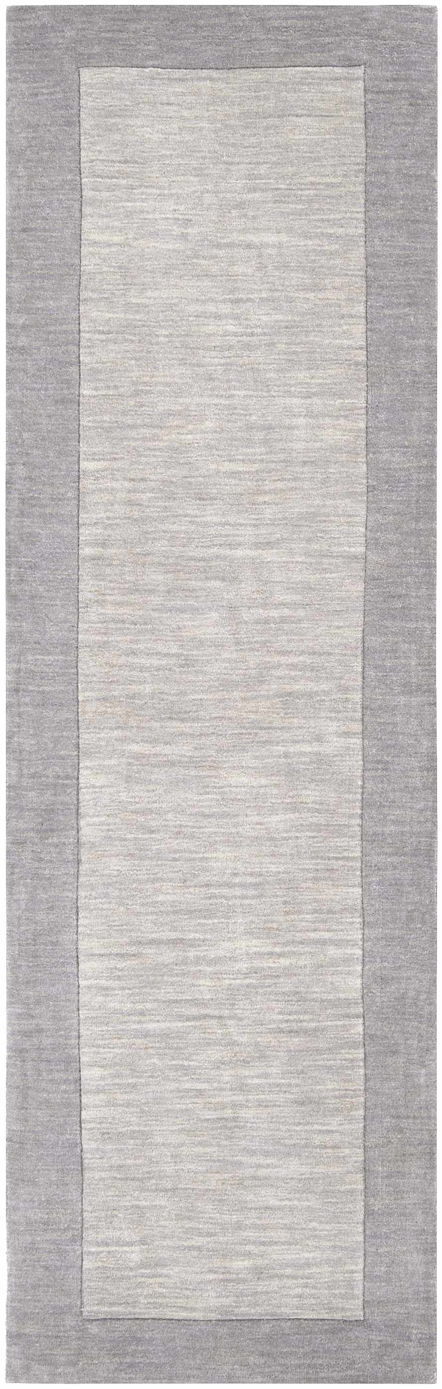 Bordered Solid Gray Wool Rug by Boutique Rugs