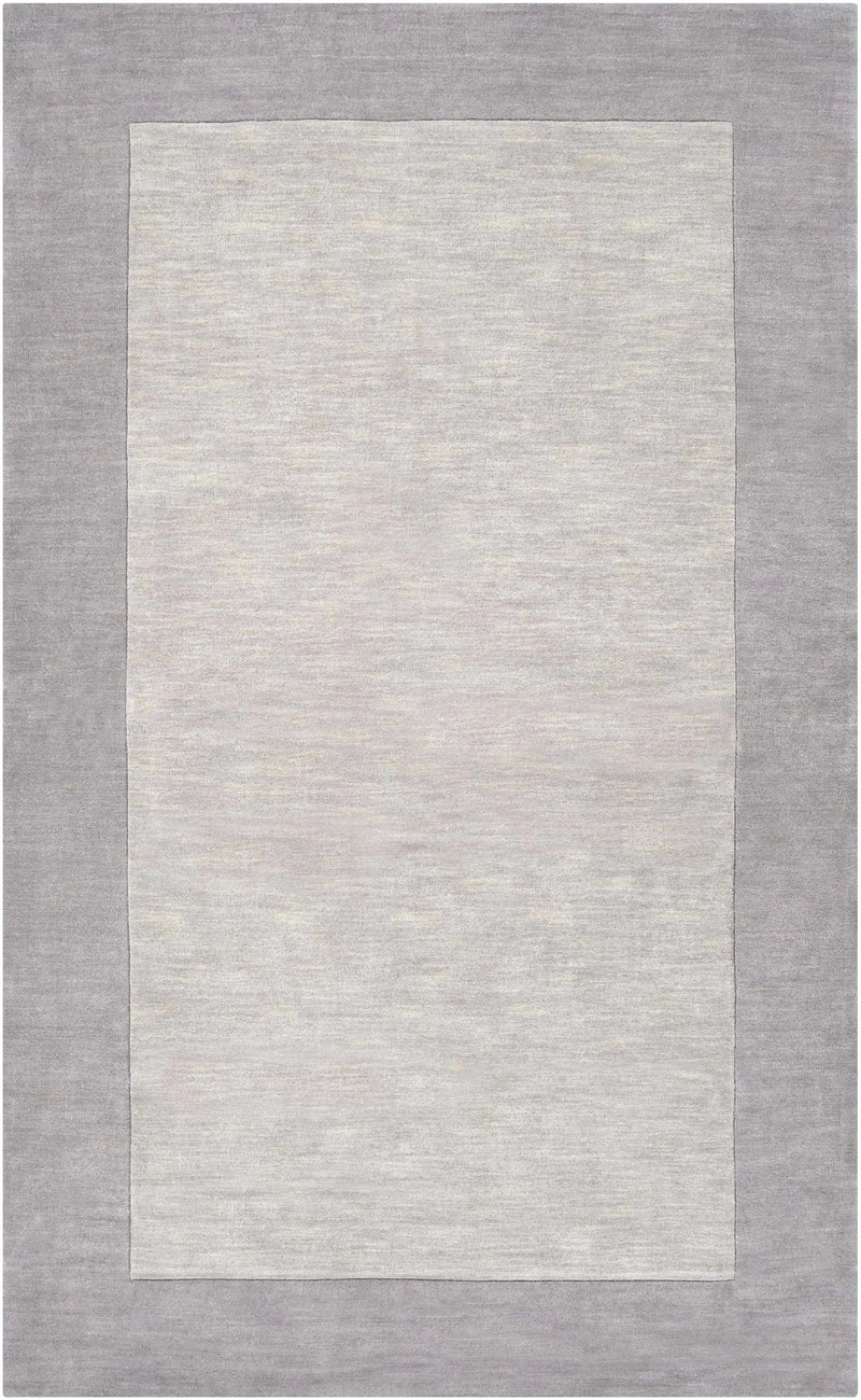 Bordered Solid Gray Wool Rug by Boutique Rugs