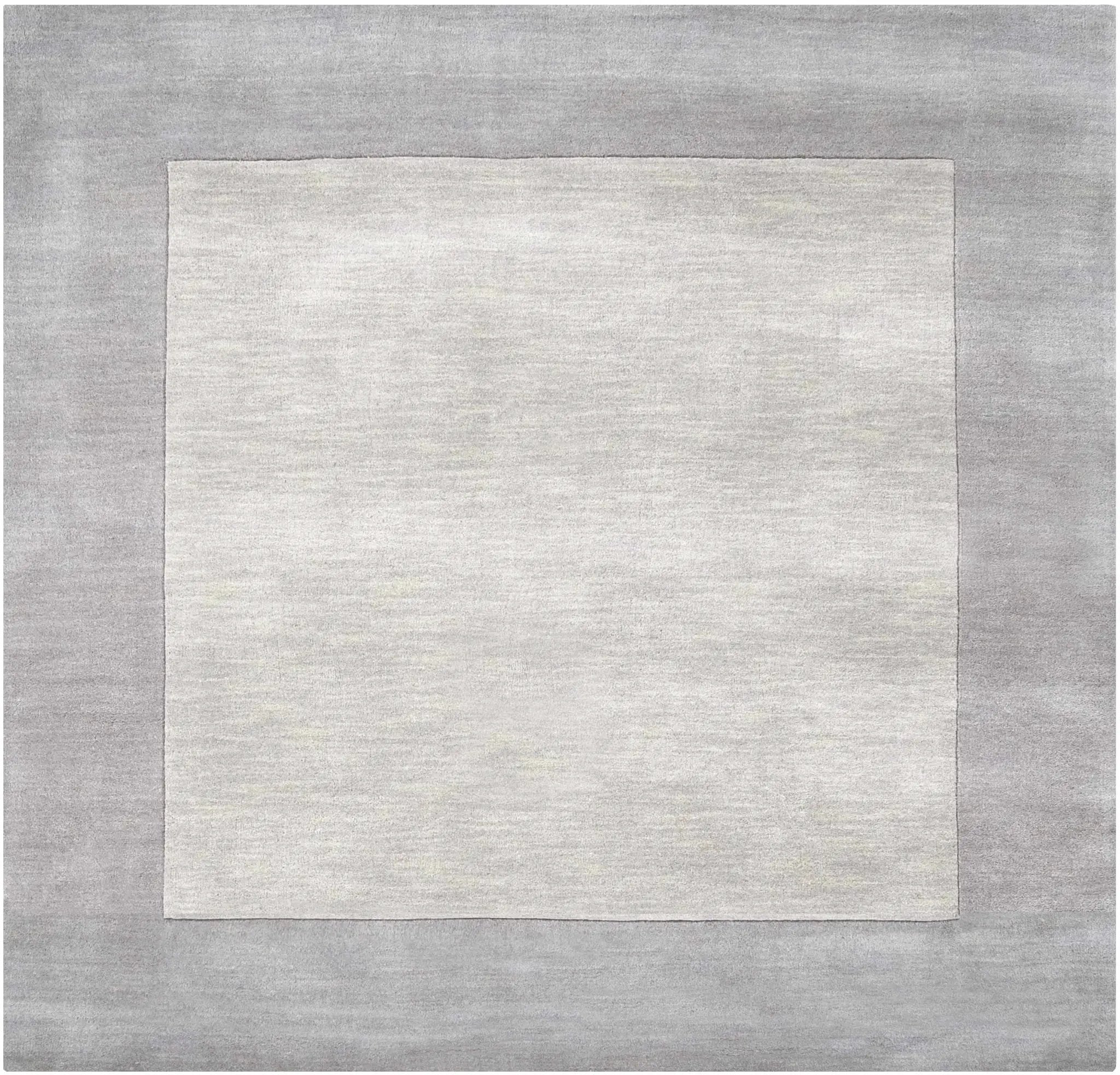 Bordered Solid Gray Wool Rug by Boutique Rugs
